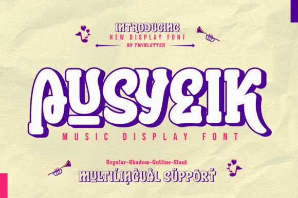 Ausyeik: A Charming Display Font for Festive and Musical Branding